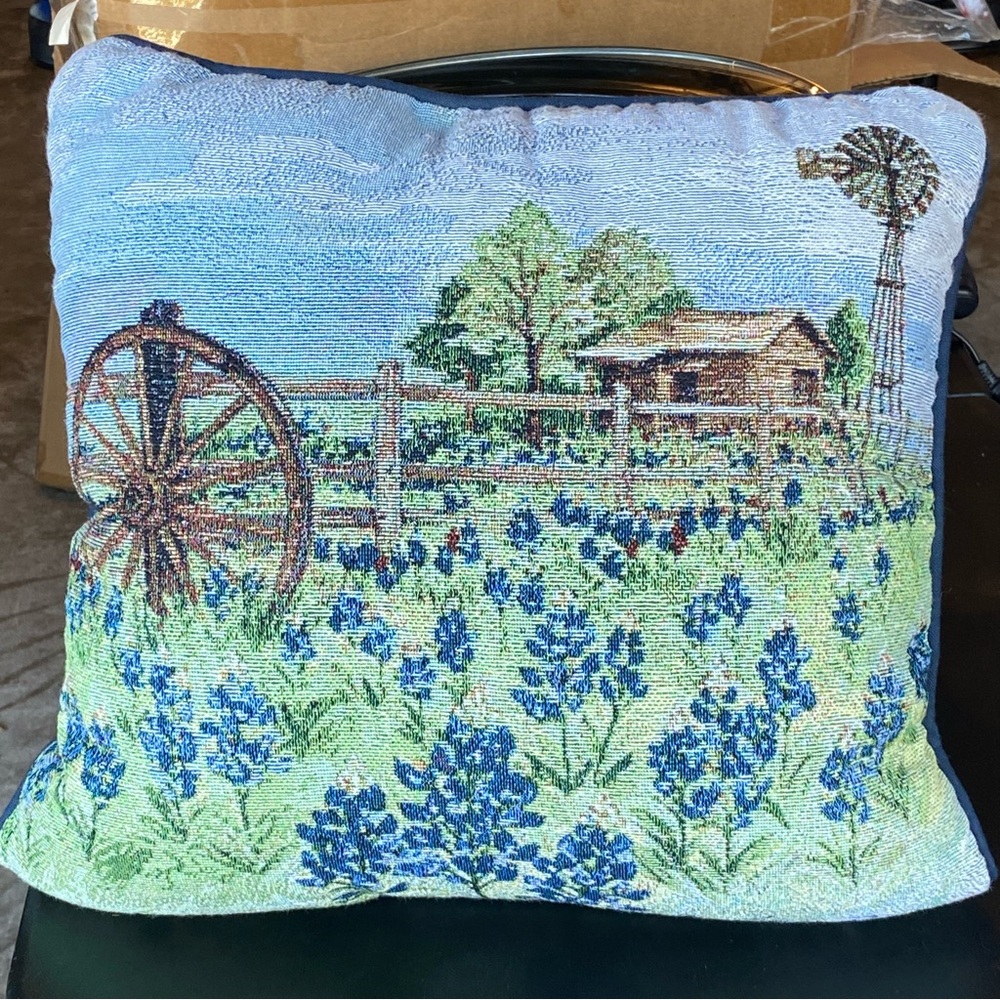 Blue Bonnet Tapestry Pillow - Picture 5 of 8